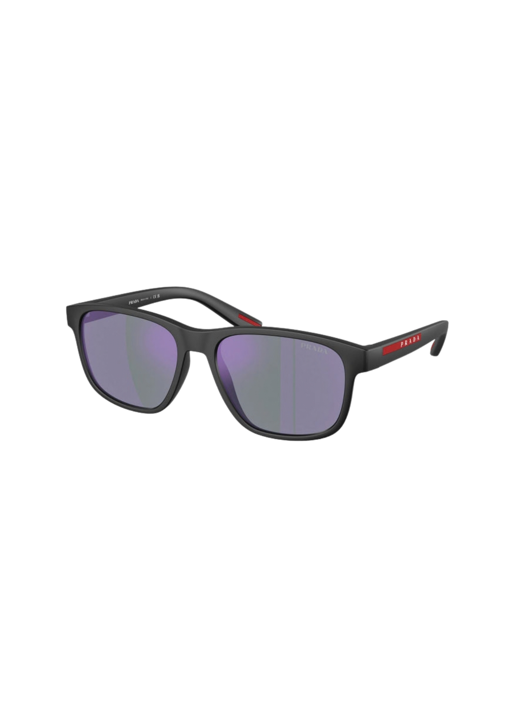Prada Linea Rossa PS 06YS Men's Square Sunglasses – Matte Black / Dark Blue Violet Mirror