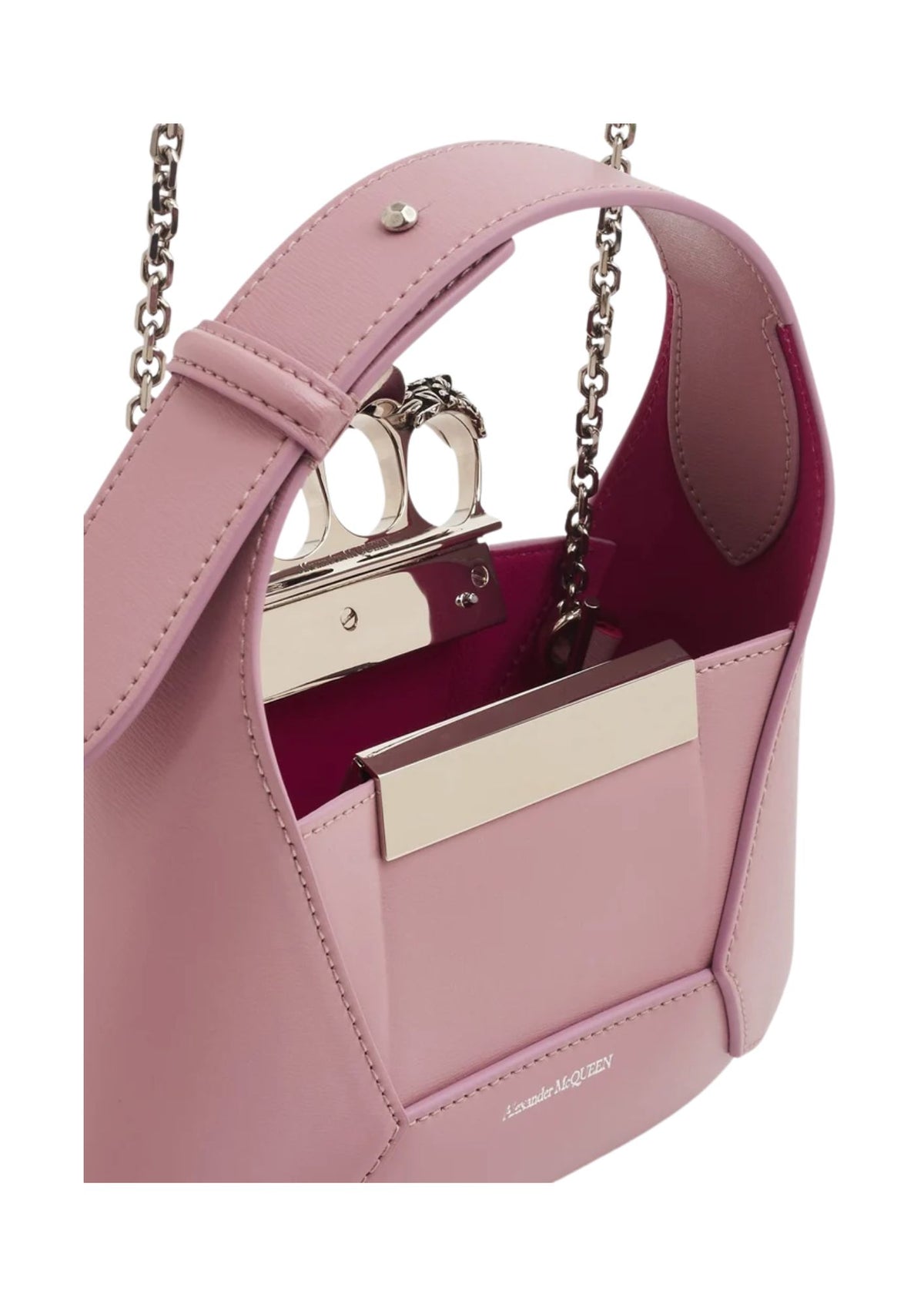 Alexander McQueen Jewelled Mini Hobo Leather Handbag – Lavender – Women