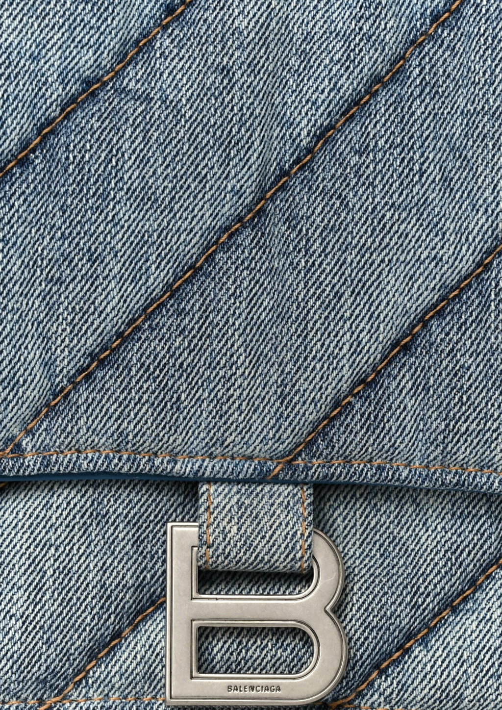 Balenciaga Crush Medium Shoulder Bag Denim Blue Women