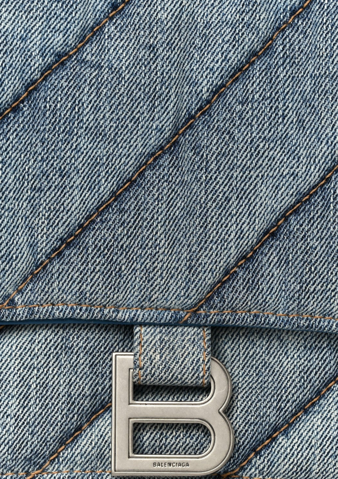 Balenciaga Crush Medium Shoulder Bag Denim Blue Women