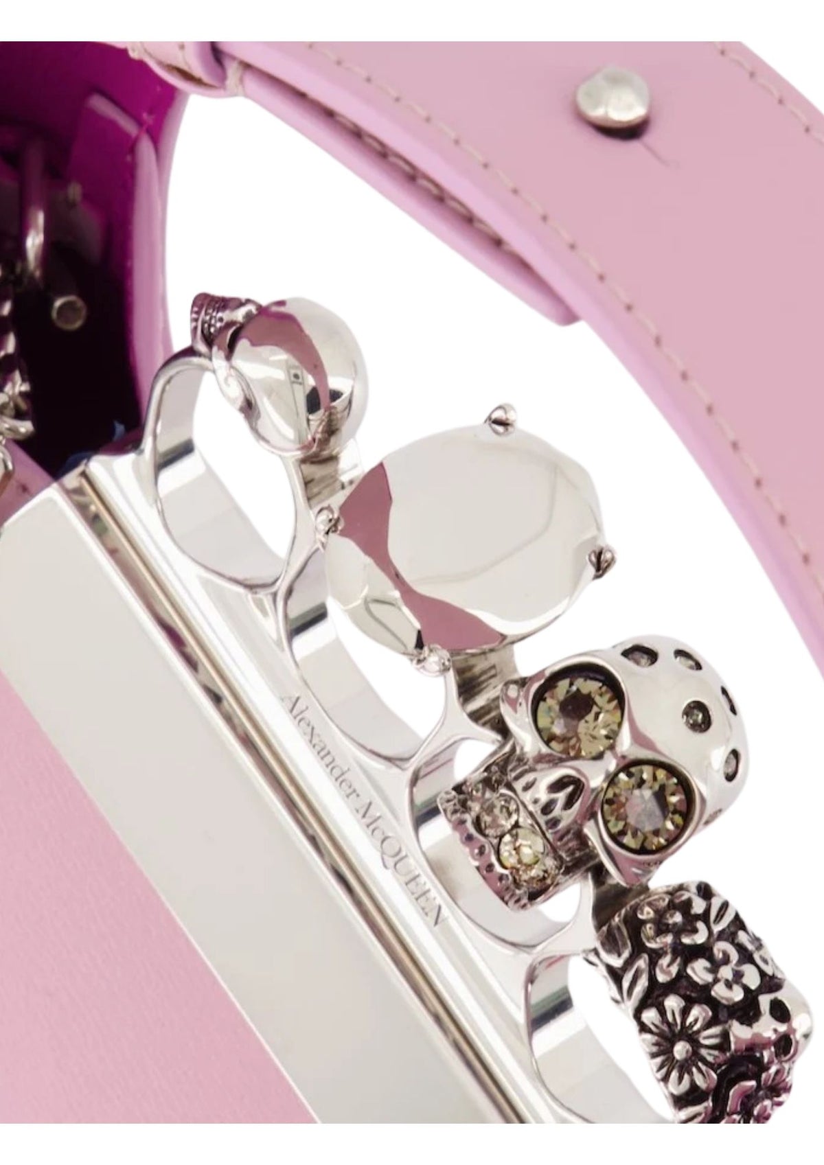 Alexander McQueen Jewelled Mini Hobo Leather Handbag – Lavender – Women