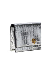 Alexander McQueen Small Skull Croc-Embossed Leather Crossbody Bag – Silver – Women
