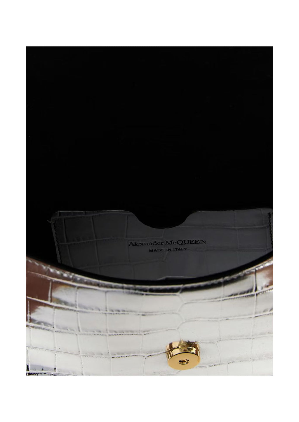 Alexander McQueen Small Skull Croc-Embossed Leather Crossbody Bag – Silver – Women