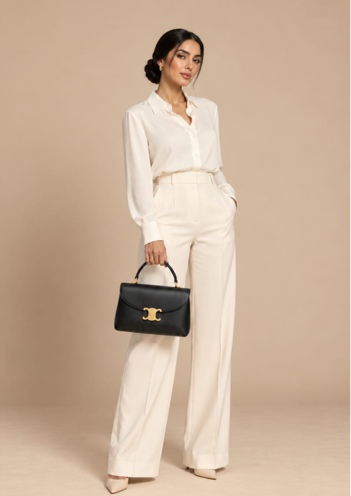 Celine Medium Nino Supple Grained Calfskin Top-Handle Bag – Black – Women