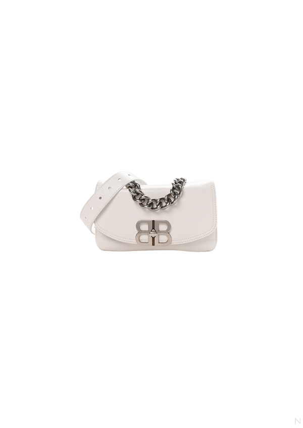Balenciaga BB Soft Flap Shoulder Bag White Women