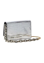 Alexander McQueen Small Skull Croc-Embossed Leather Crossbody Bag – Silver – Women