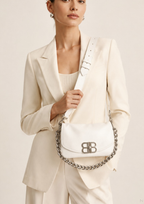 Balenciaga BB Soft Flap Shoulder Bag White Women