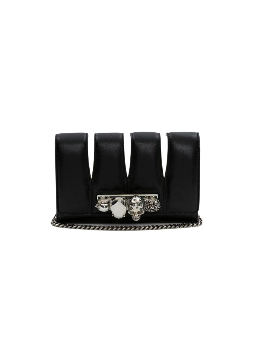 Alexander McQueen The Slash Four-Ring Leather Shoulder Bag – Black/Silver – Women