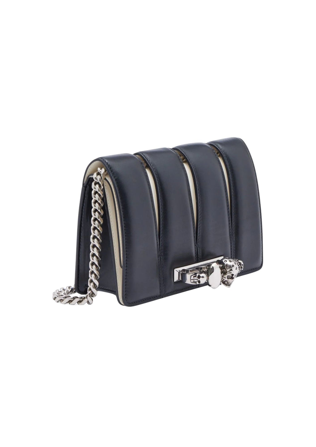 Alexander McQueen The Slash Four-Ring Leather Shoulder Bag – Black/Silver – Women