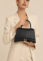 Balenciaga Embossed Leather Top Handle Bag Black Women