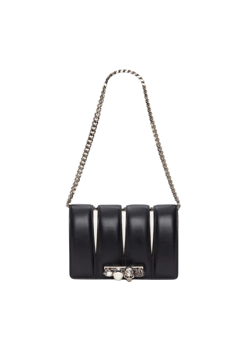 Alexander McQueen The Slash Four-Ring Leather Shoulder Bag – Black/Silver – Women