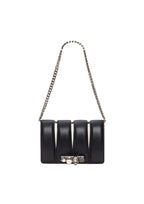 Alexander McQueen The Slash Four-Ring Leather Shoulder Bag – Black/Silver – Women