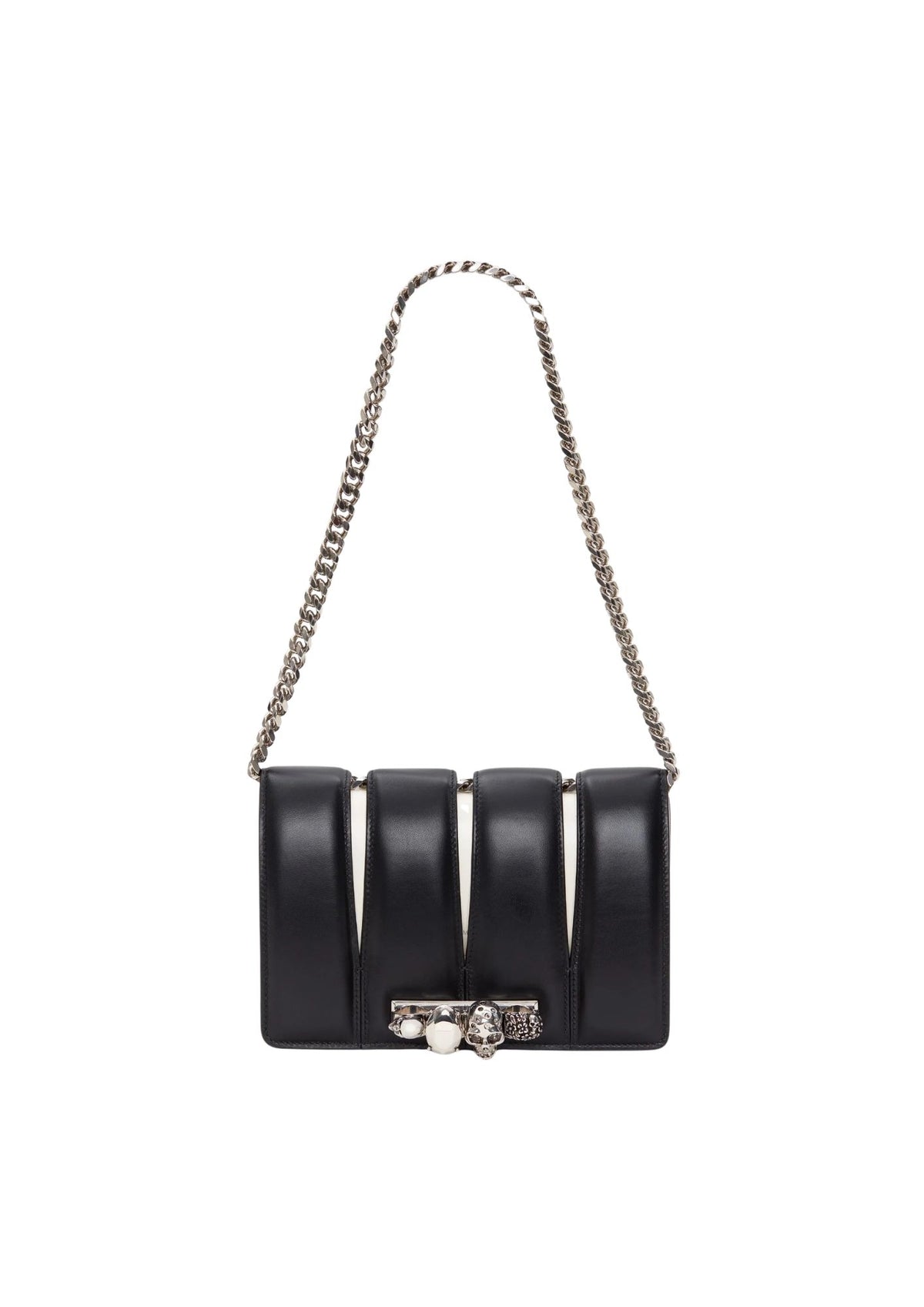 Alexander McQueen The Slash Four-Ring Leather Shoulder Bag – Black/Silver – Women