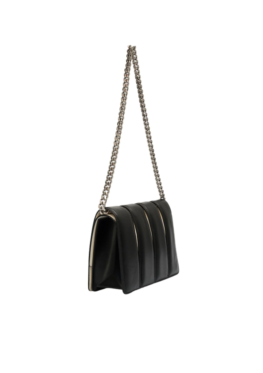 Alexander McQueen The Slash Four-Ring Leather Shoulder Bag – Black/Silver – Women