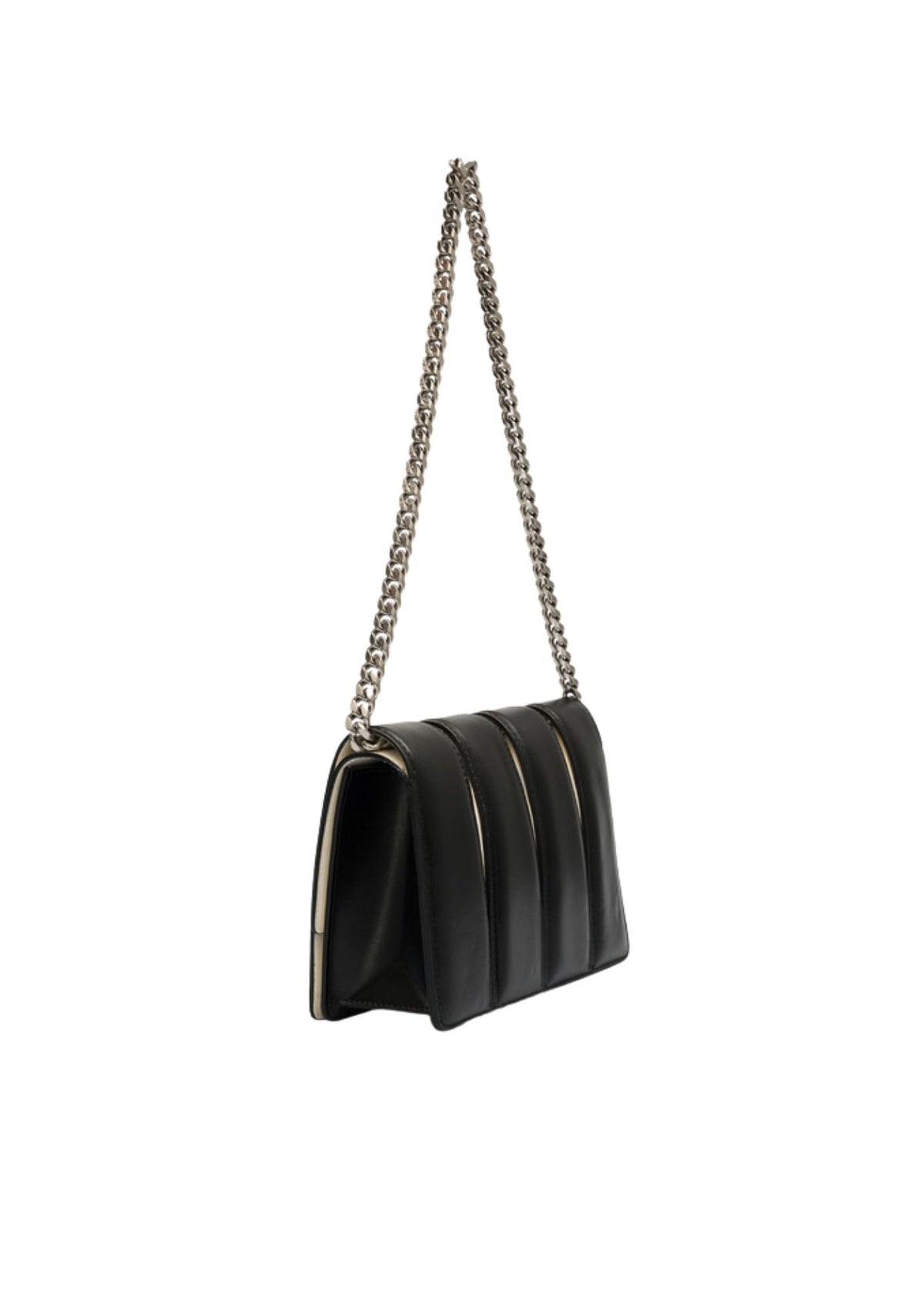 Alexander McQueen The Slash Four-Ring Leather Shoulder Bag – Black/Silver – Women