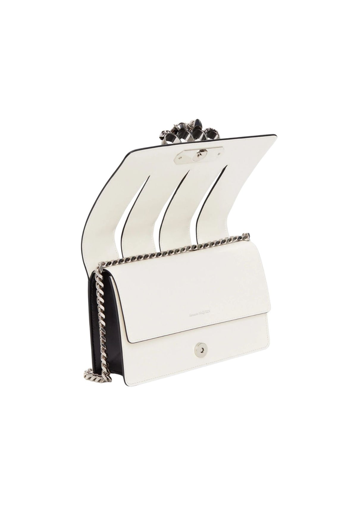 Alexander McQueen The Slash Four-Ring Leather Shoulder Bag – Black/Silver – Women