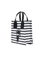 Karl Lagerfeld Small Ikon Striped Tote Bag One – Leather – Black/White – Women – product image 3