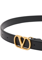 Valentino Garavani VLogo Signature Leather Belt Black/Gold Men