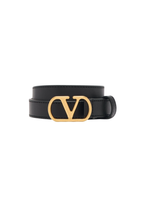 Valentino Garavani VLogo Signature Leather Belt Black/Gold Men