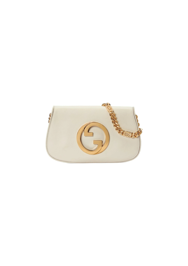 Gucci Blondie Leather Shoulder Bag with Interlocking G – White – Women