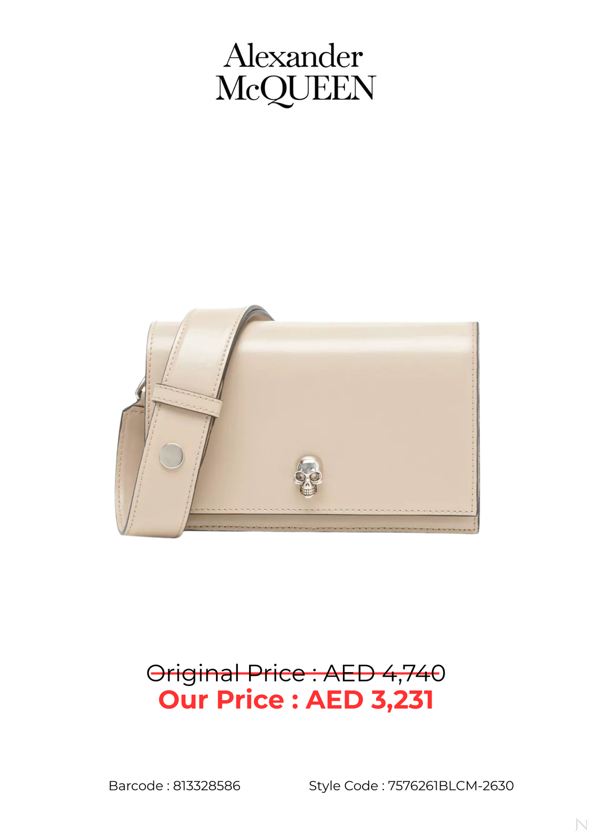 Alexander McQueen Biker Small Skull Leather Shoulder Bag – Beige – Women