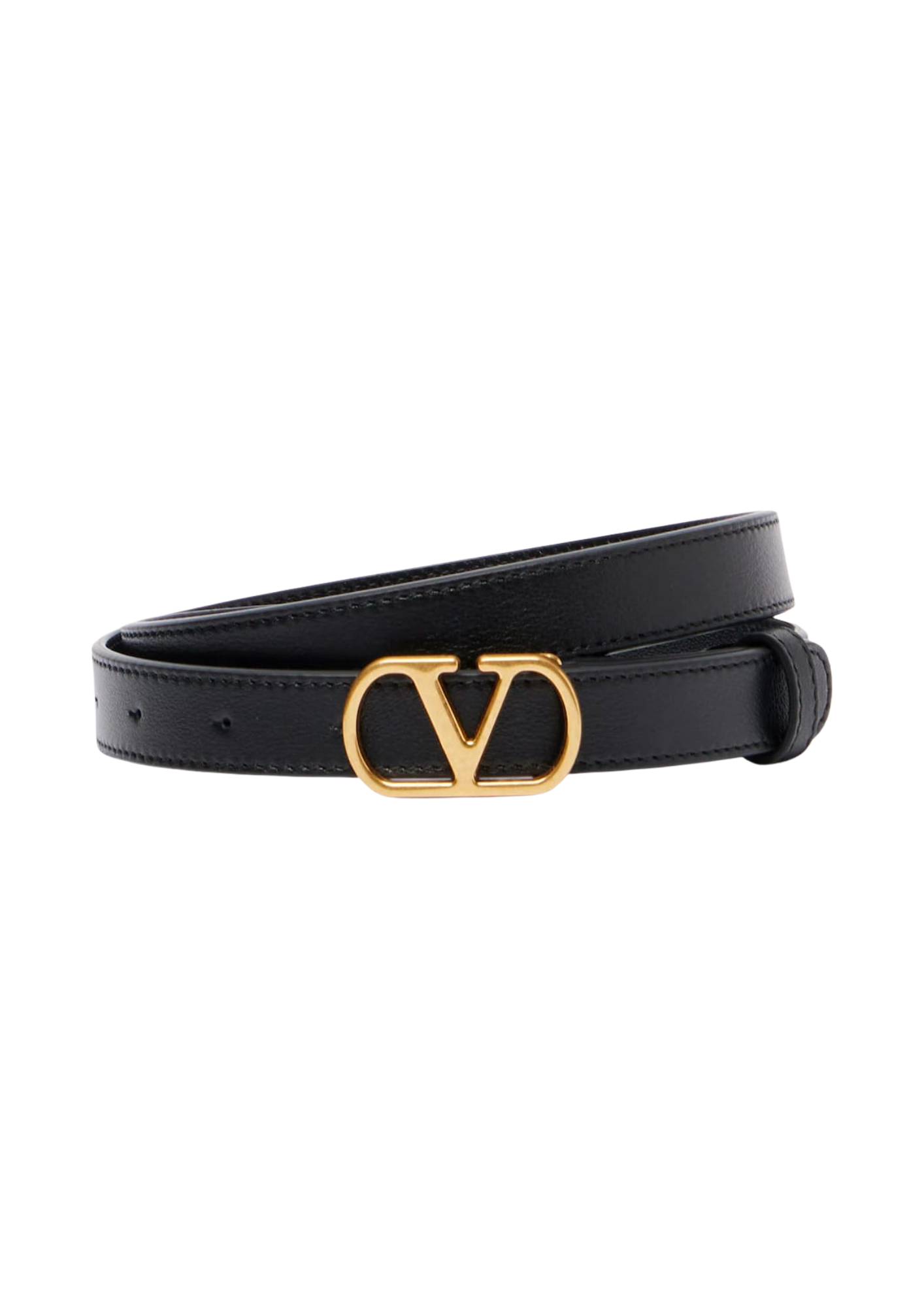 Valentino Garavani VLogo Signature Leather Belt Black/Gold Men