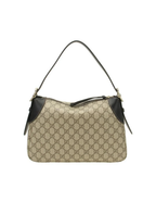 Gucci GG Emblem Medium Monogram Canvas Shoulder Bag – Beige & Black – Women
