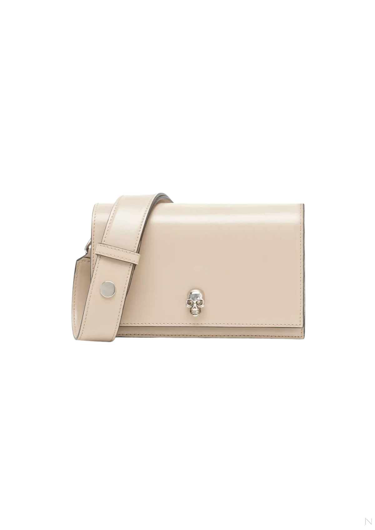 Alexander McQueen Biker Small Skull Leather Shoulder Bag – Beige – Women