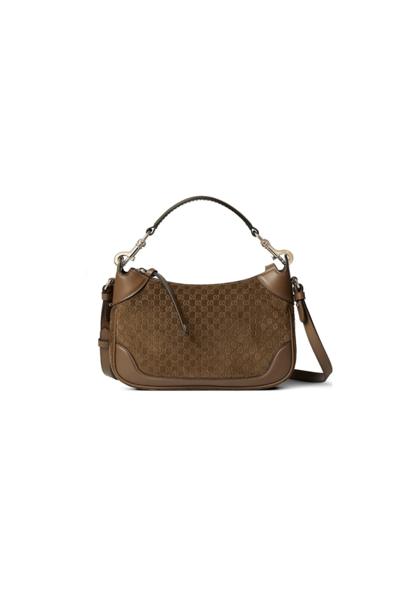 Gucci B Small Micro GG Suede Shoulder Bag – Dark Brown – Women