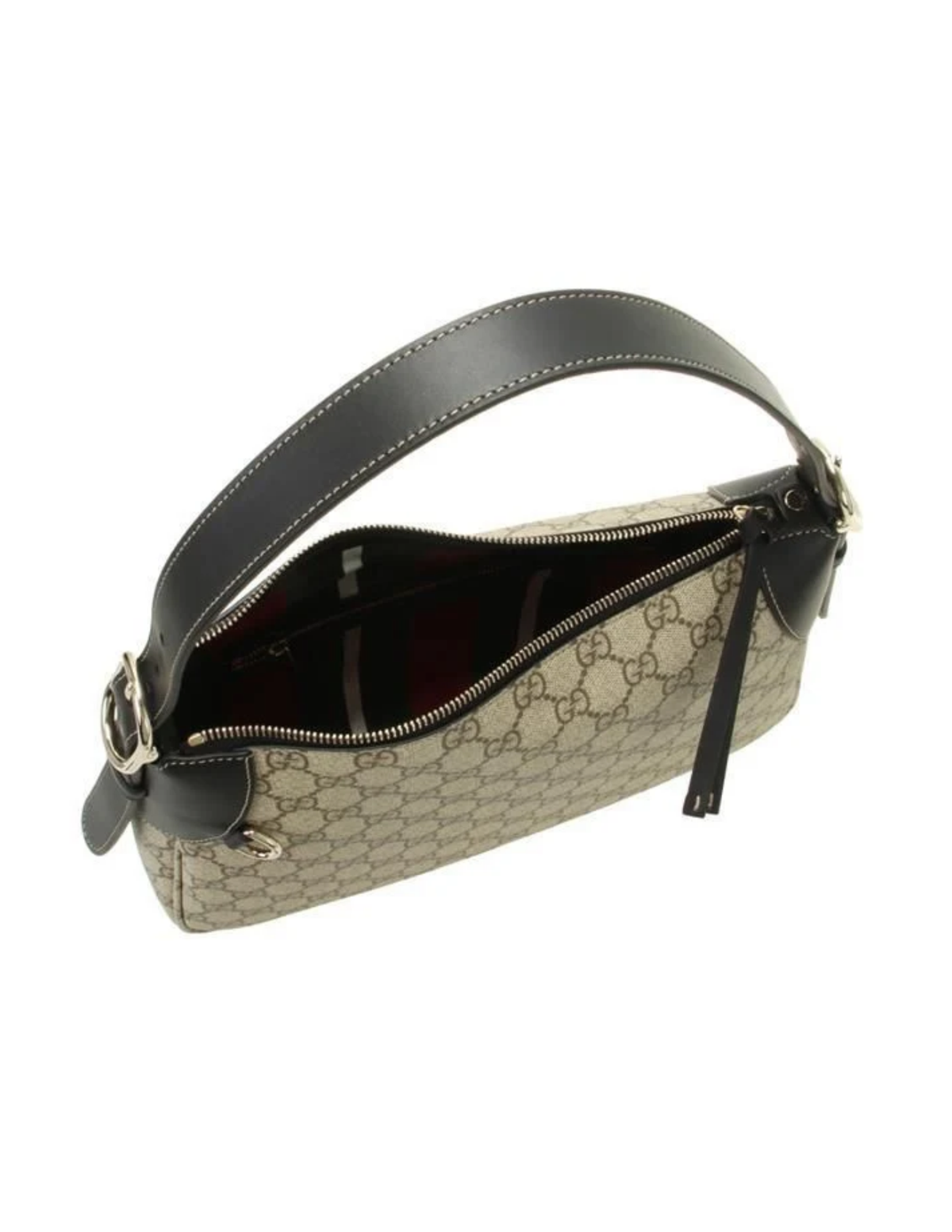 Gucci GG Emblem Medium Monogram Canvas Shoulder Bag – Beige & Black – Women