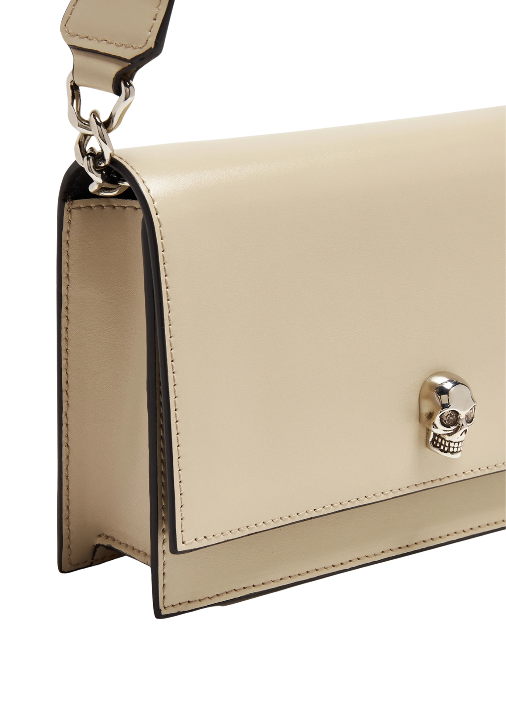 Alexander McQueen Biker Small Skull Leather Shoulder Bag – Beige – Women