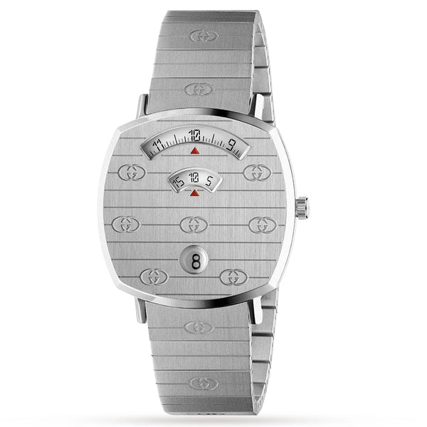 Gucci Grip 35mm Stainless Steel Watch – Silver – Unisex – front view