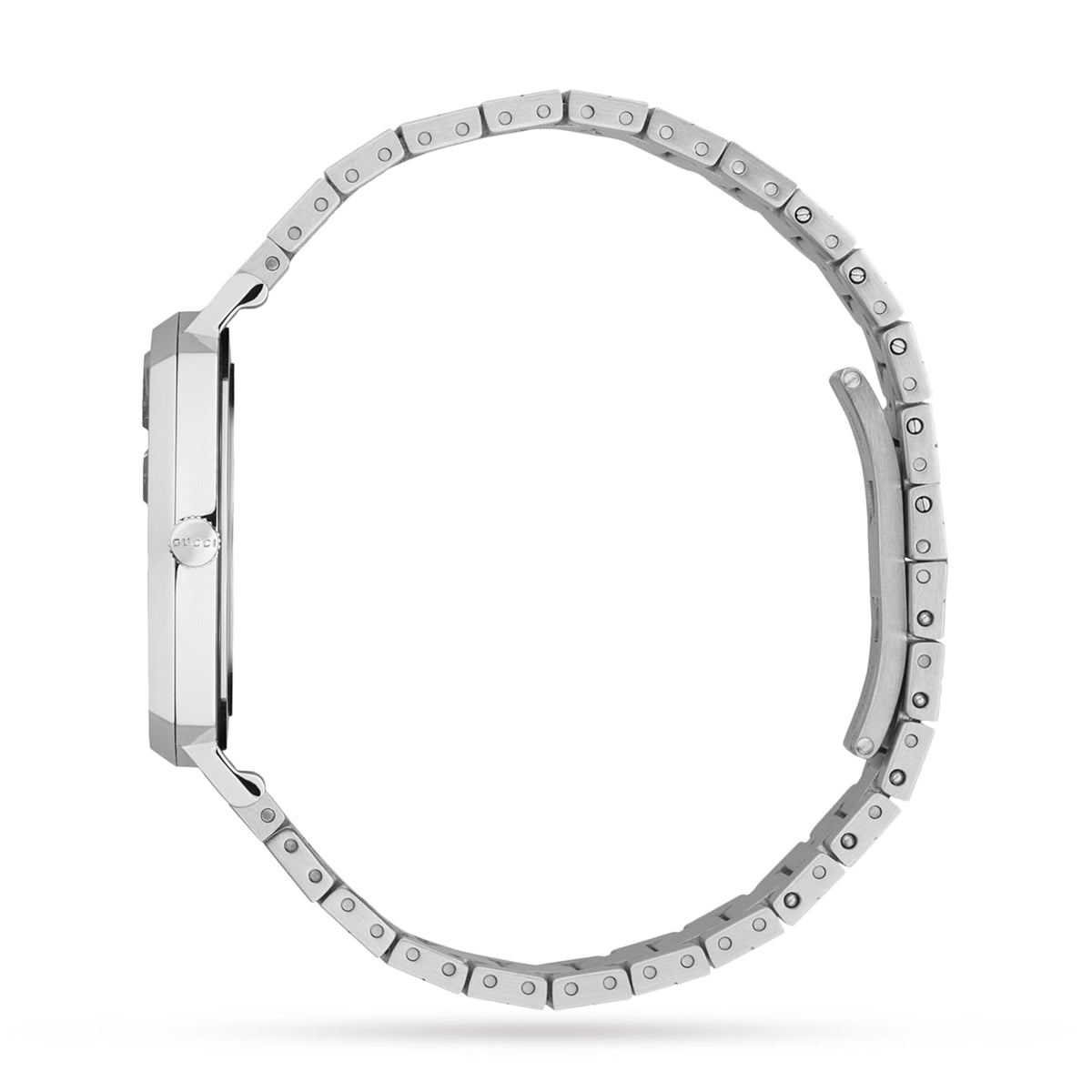 Gucci Grip 35mm Stainless Steel Watch – Silver – Unisex – side profile view