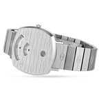 Gucci Grip 35mm Stainless Steel Watch – Silver – Unisex – angled case and bracelet view