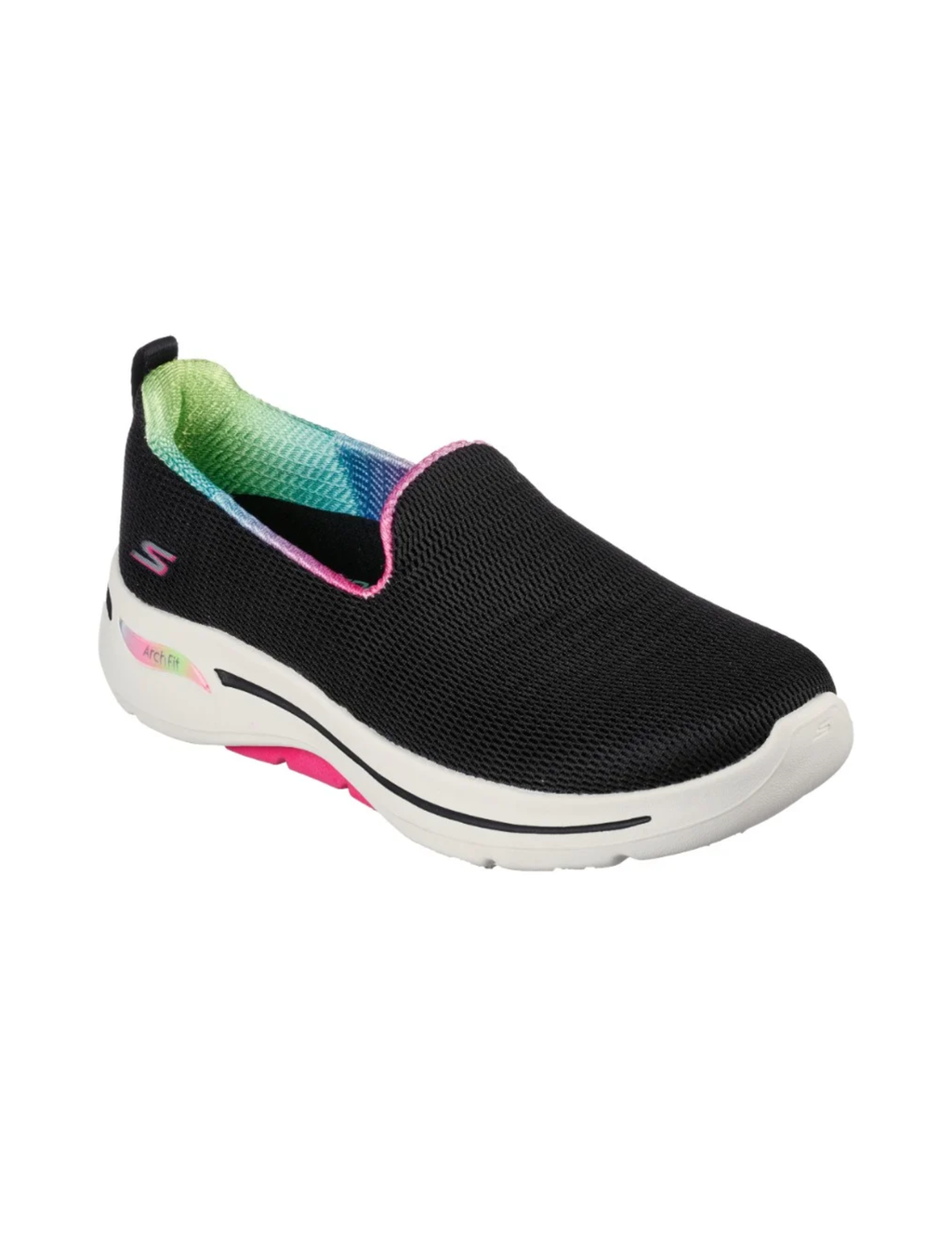 Skechers GO WALK Arch Fit Wild Energy Slip-On Walking Shoes – Black / Hot Pink – Women