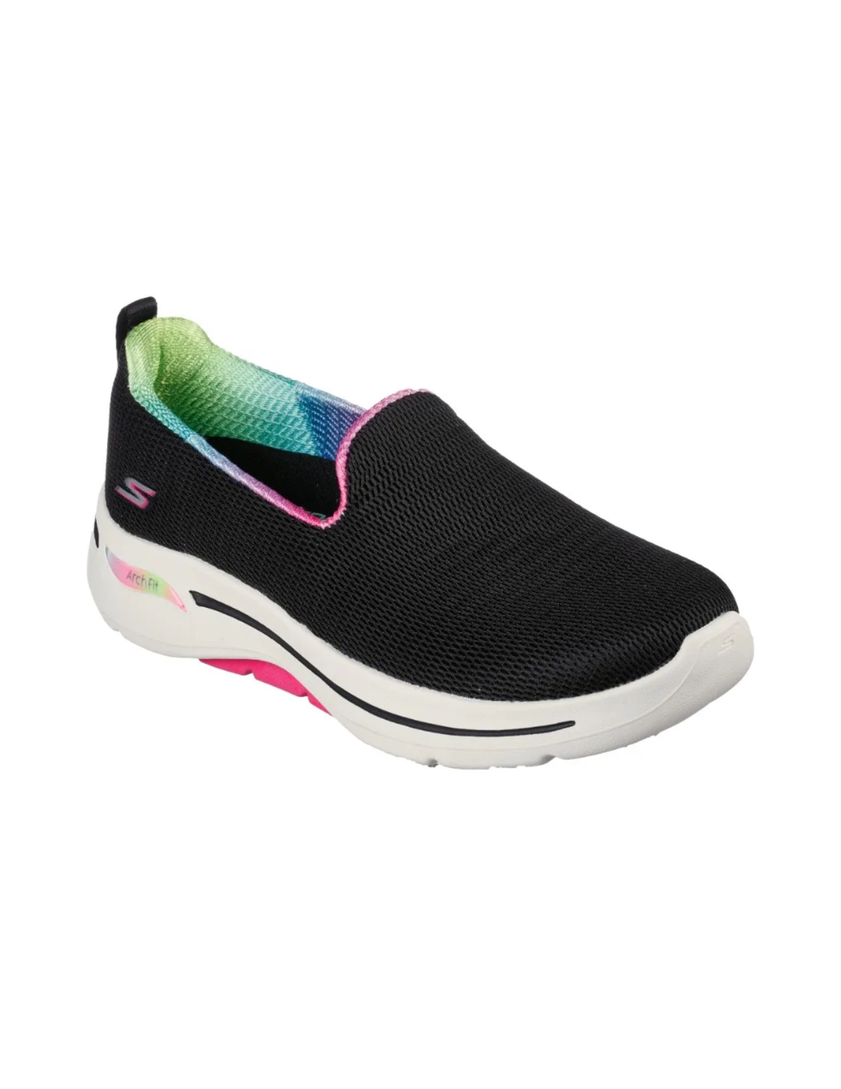 Skechers GO WALK Arch Fit Wild Energy Slip-On Walking Shoes – Black / Hot Pink – Women