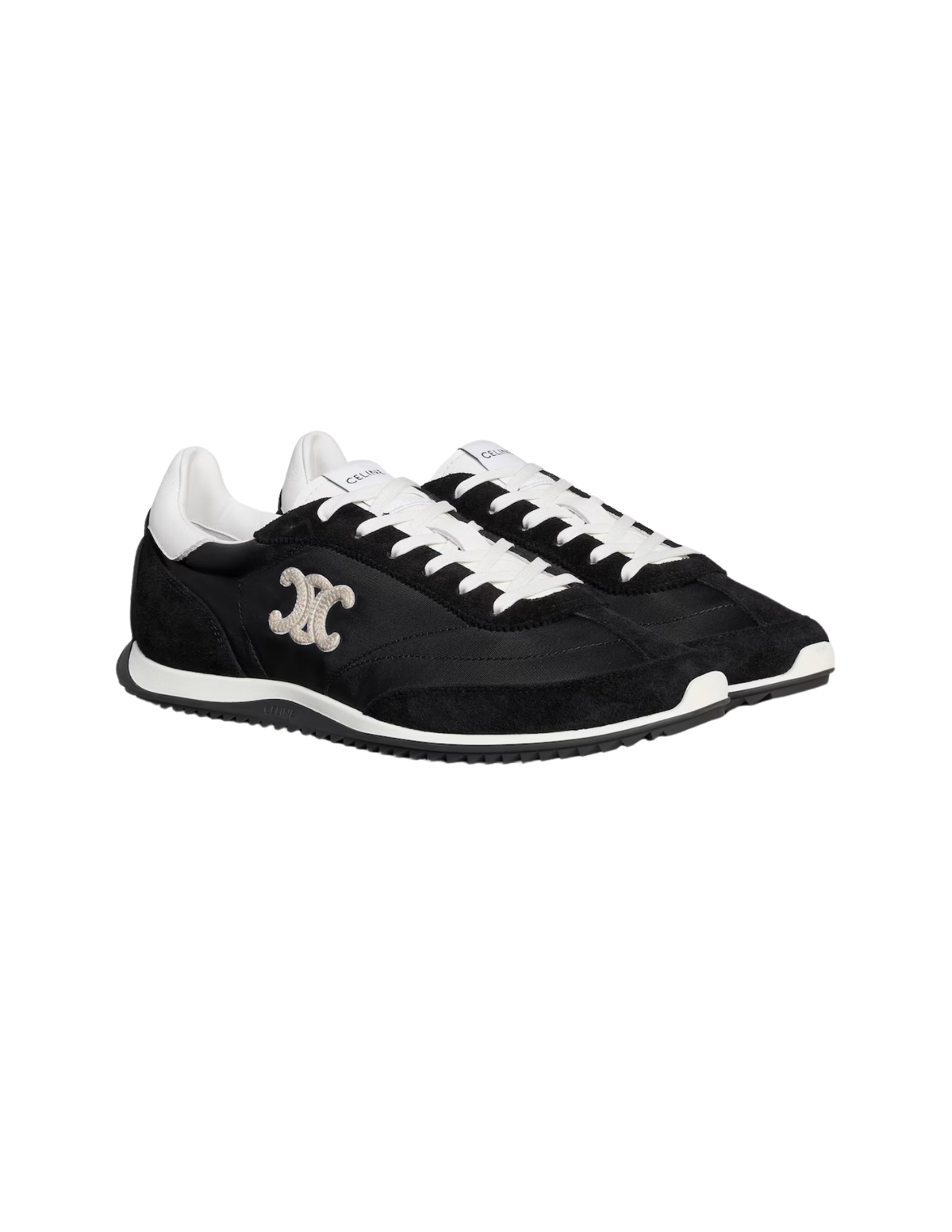 Celine Racer Triomphe Textile & Calfskin Sneakers – Black / White – Men