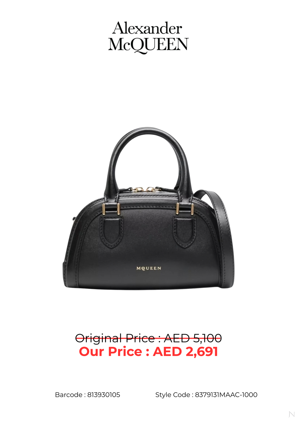 Alexander McQueen Mini Birdee Boston Leather Handbag – Black – Women