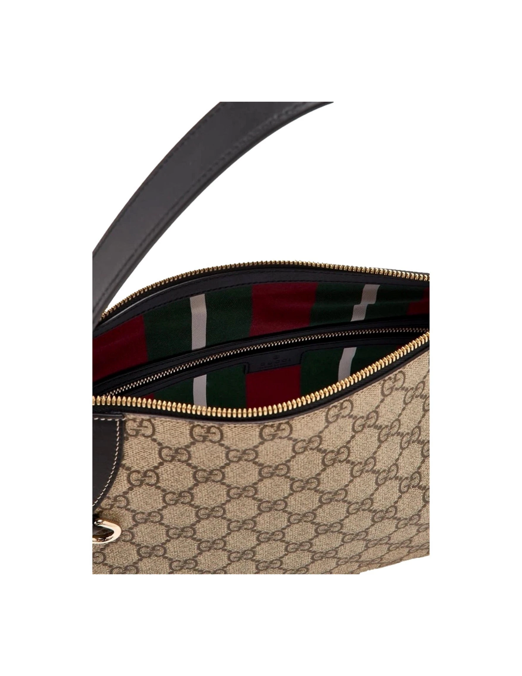 Gucci GG Emblem Medium Monogram Canvas Shoulder Bag – Beige & Black – Women