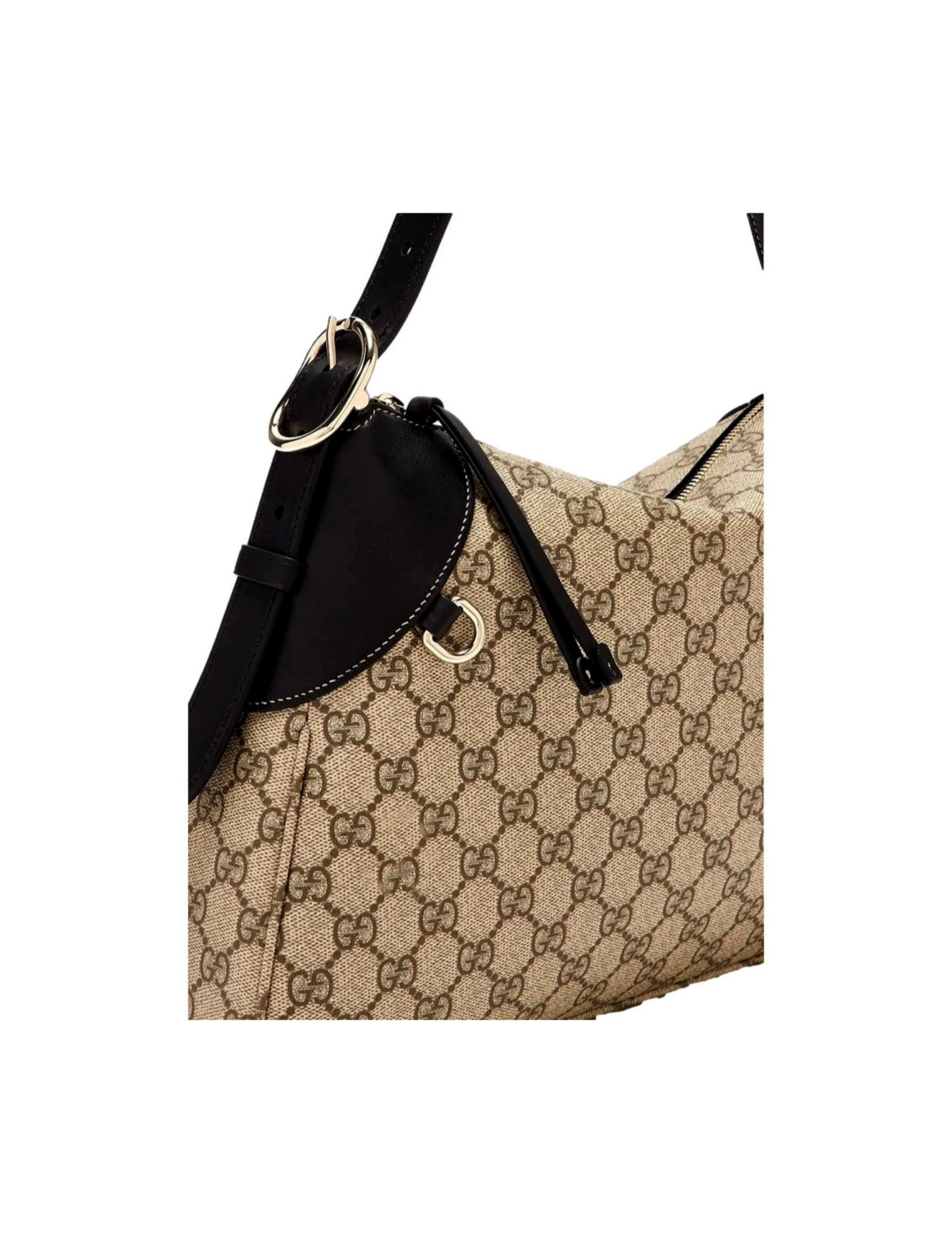 Gucci GG Emblem Medium Monogram Canvas Shoulder Bag – Beige & Black – Women
