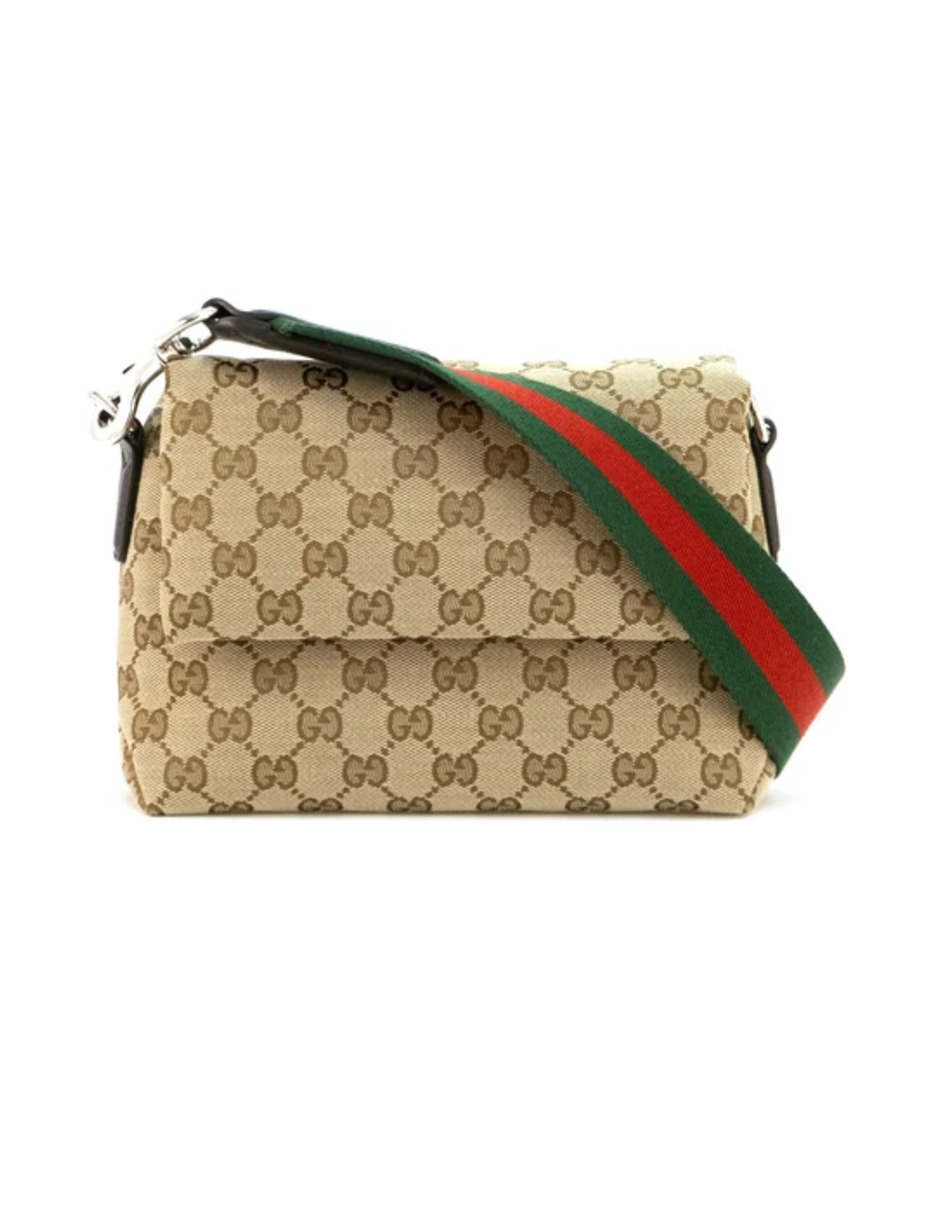 Gucci Small GG Canvas Crossbody Bag with Web Strap – Beige Multicolour – Women