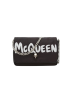 Alexander McQueen Small Skull Graffiti Shoulder Bag – Black/White – Women