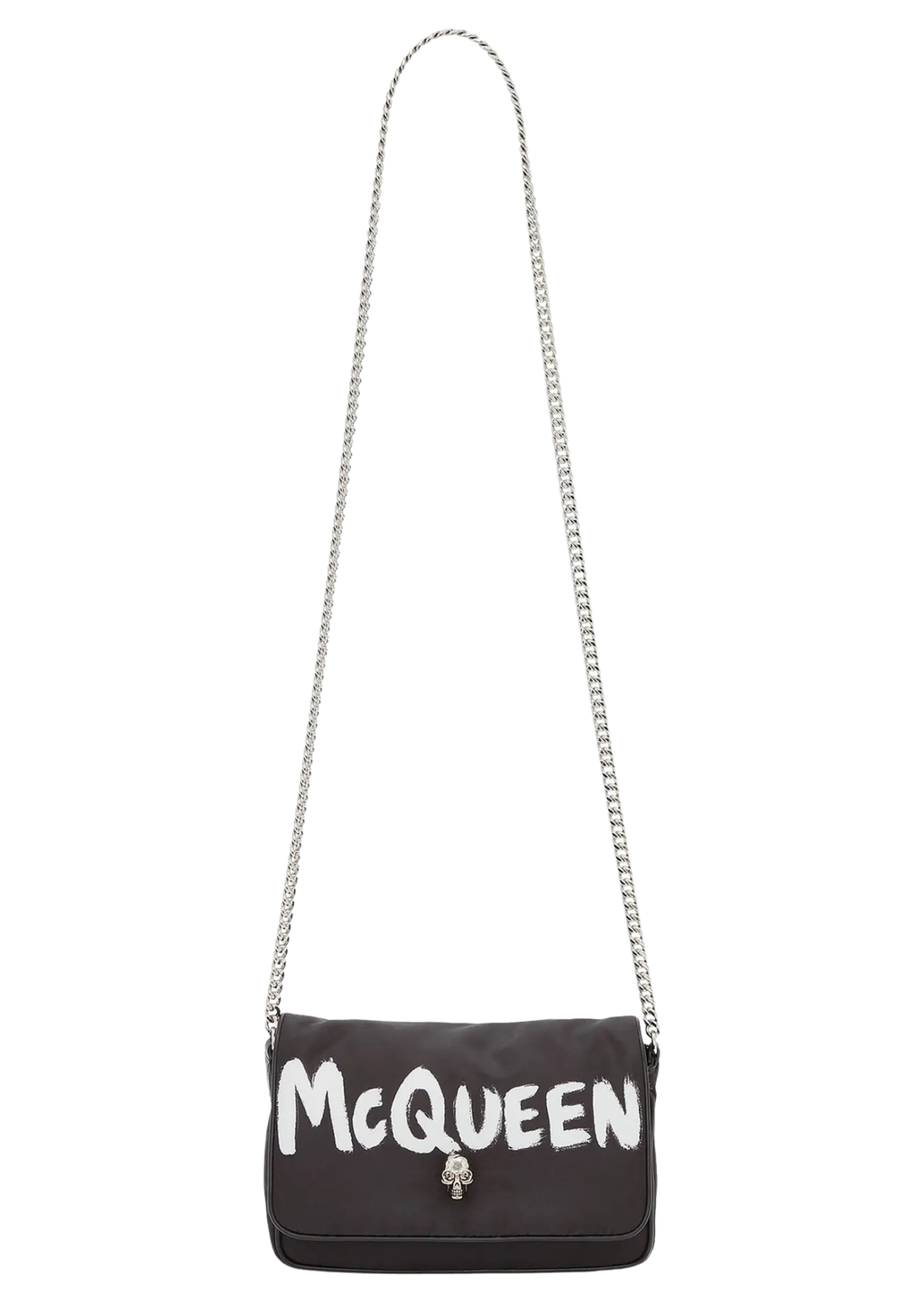 Alexander McQueen Small Skull Graffiti Shoulder Bag – Black/White – Women