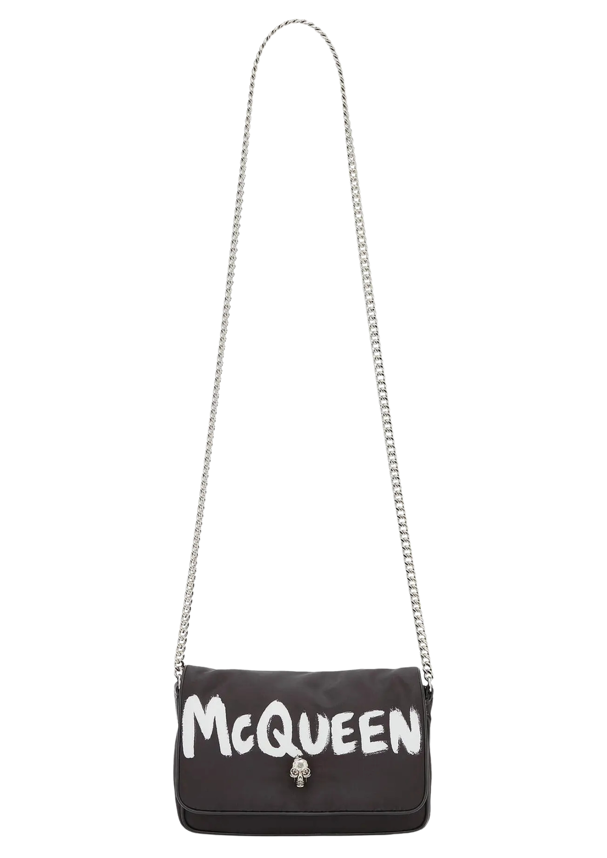 Alexander McQueen Small Skull Graffiti Shoulder Bag – Black/White – Women