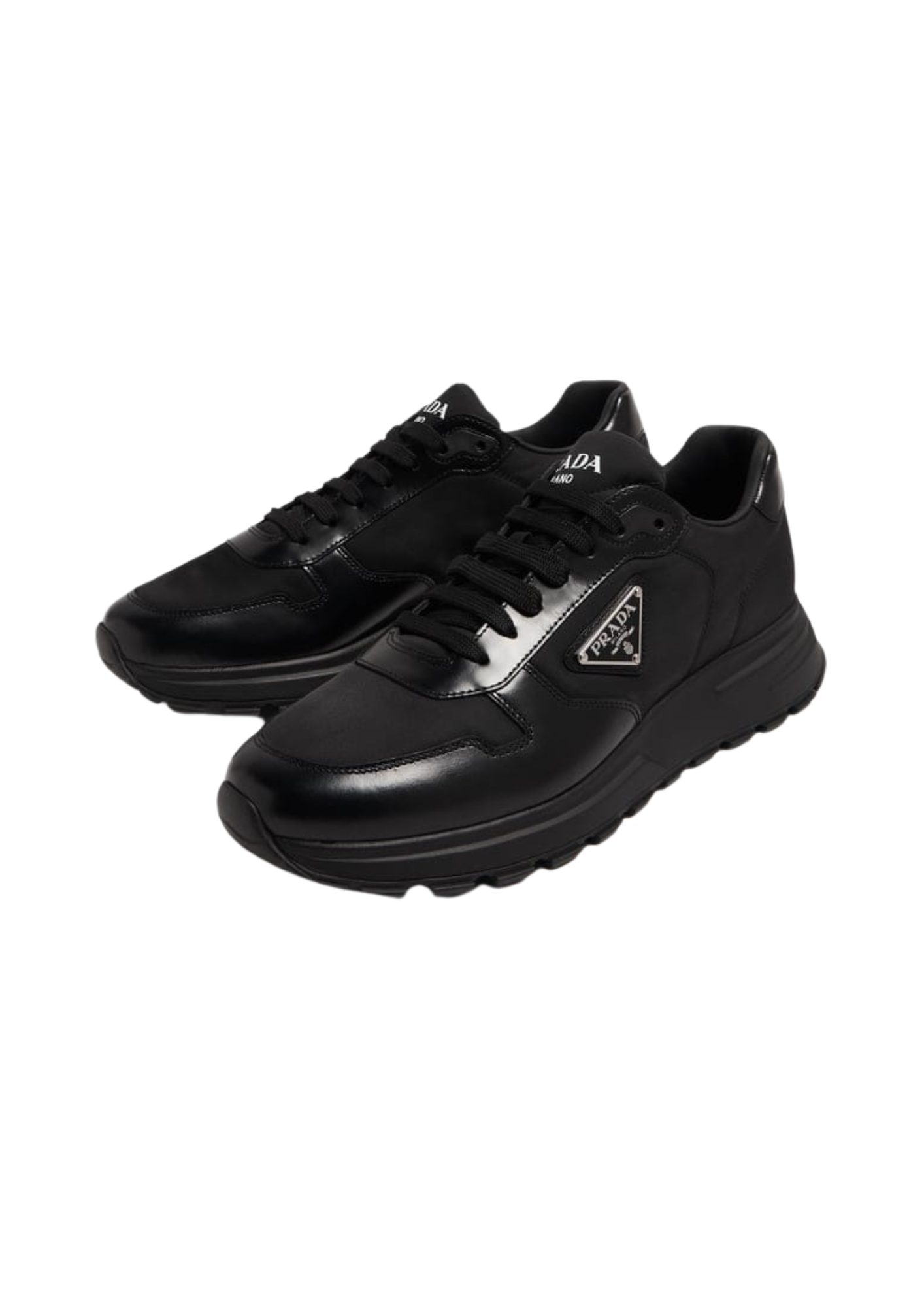 Prada Prax 01 Re-Nylon and Leather Brushed Sneakers Black Men