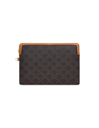 Celine Cuir Triomphe Small Canvas & Calfskin Wristlet Pouch – Tan – Women