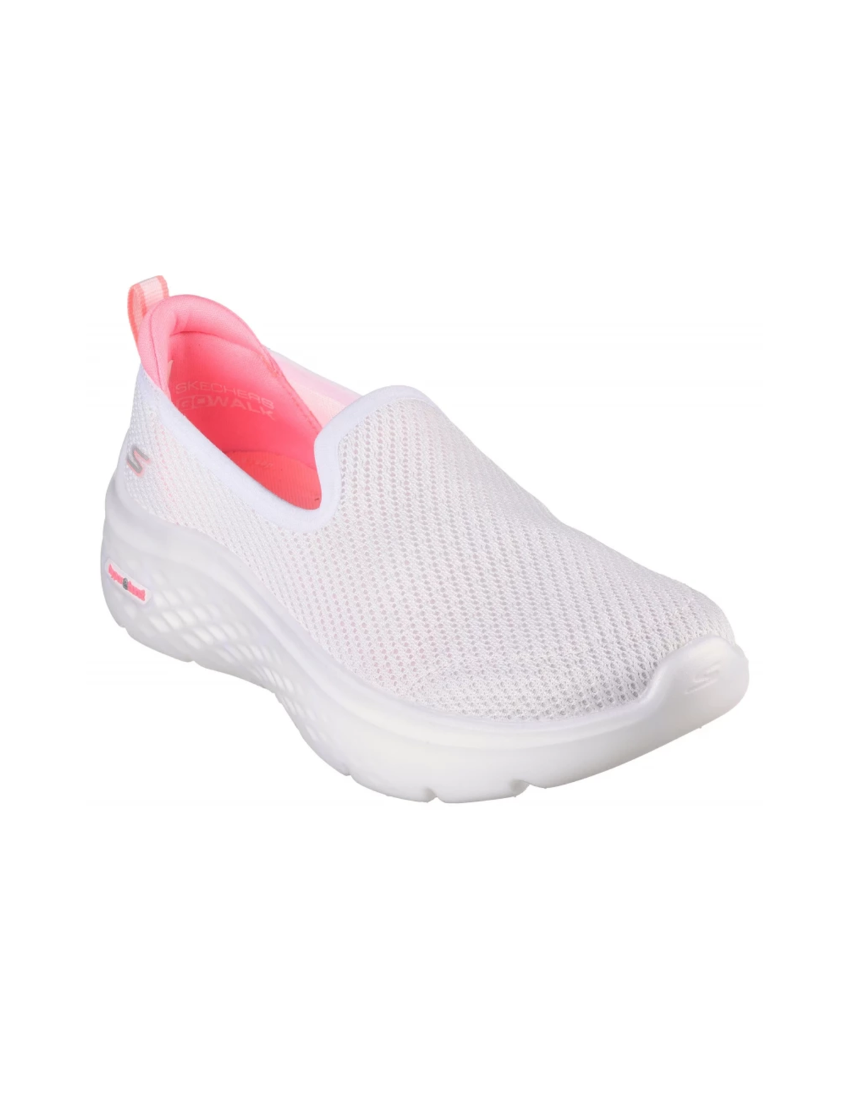 Skechers GO WALK Hyper Burst Goga Mat Slip-On Walking Shoes – White / Pink – Women
