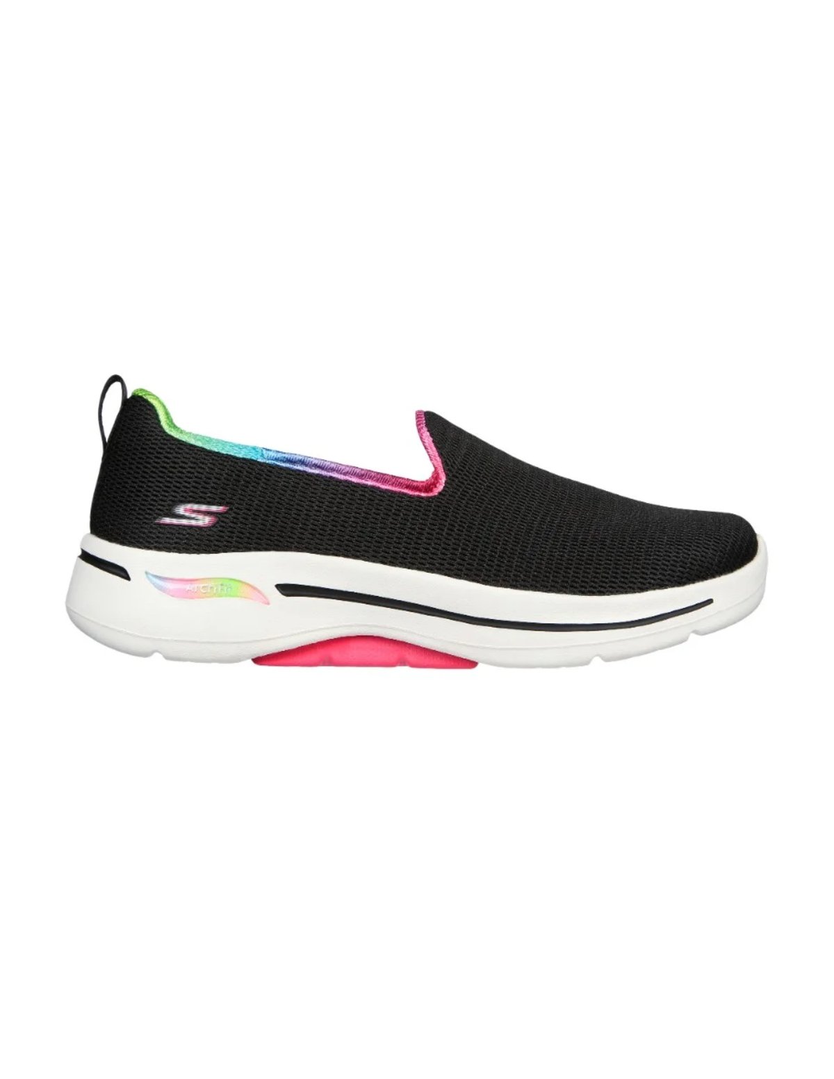 Skechers GO WALK Arch Fit Wild Energy Slip-On Walking Shoes – Black / Hot Pink – Women