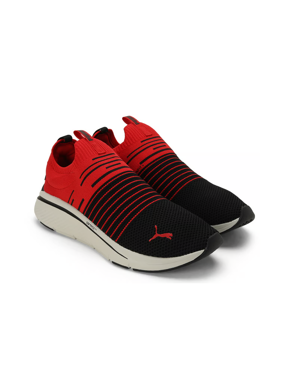 Puma Softride Pro Echo Slip-On Knit Sneakers – Black / Red / White – Unisex
