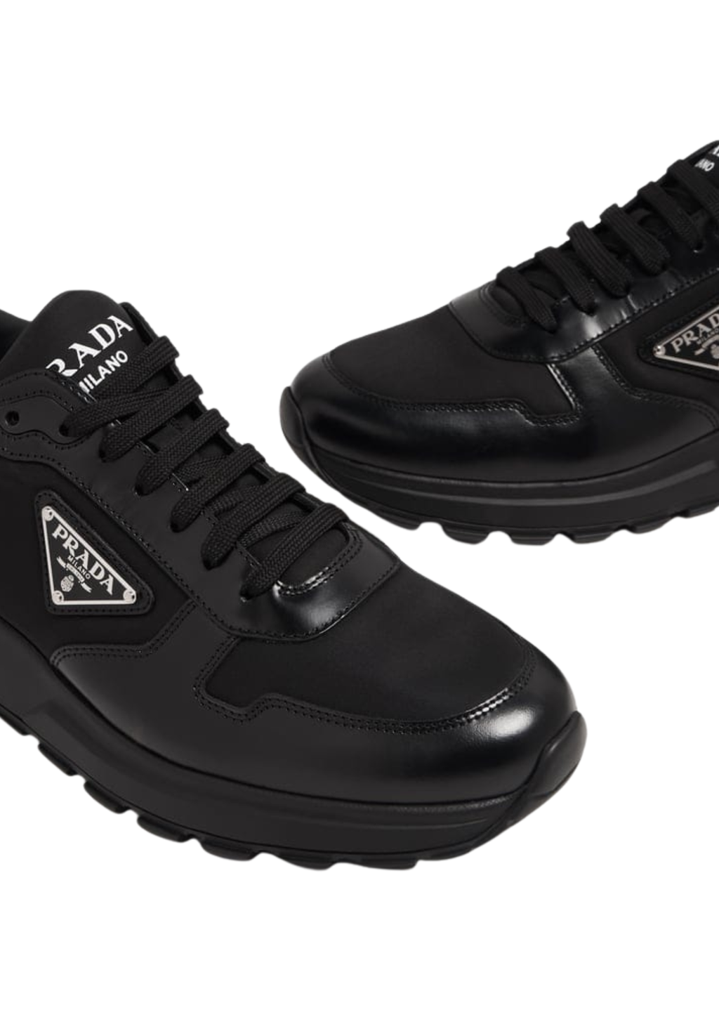 Prada Prax 01 Re-Nylon and Leather Brushed Sneakers Black Men